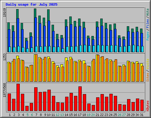 Daily usage for July 2025