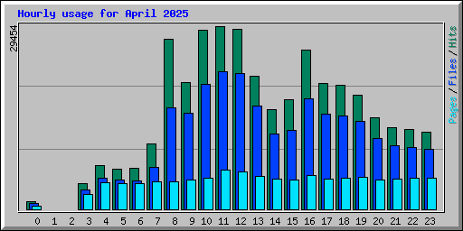 Hourly usage for April 2025